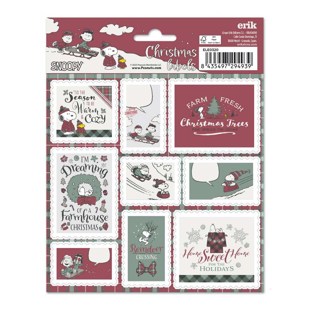 Grupo Erik Snoopy - Christmas SelfAdhesive Labels Zelfklevende etiketten - Multicolours